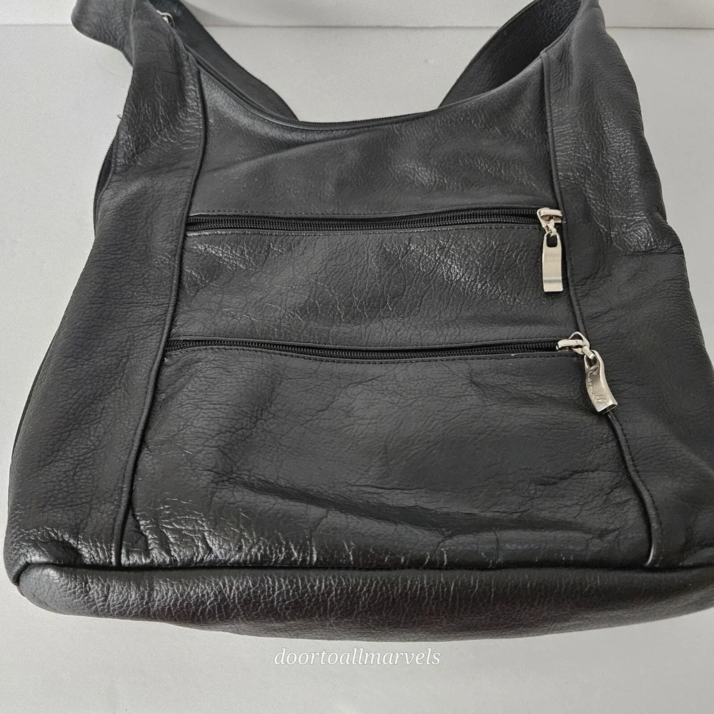 VTG Carroll Leather Hobo Bag Black Soft  12